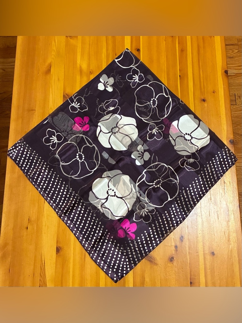 Elegant Purple, White and Pink Floral Scarf, Made in Korea